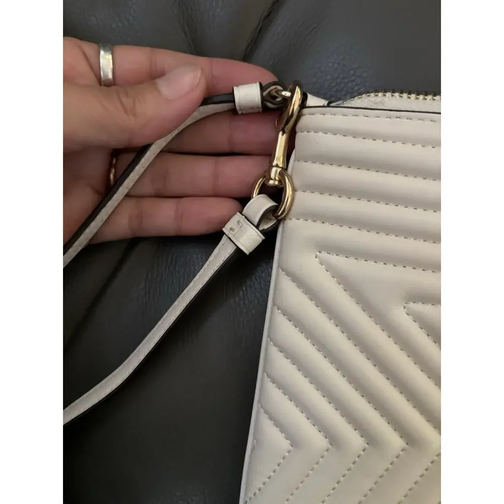 Coach Gallery Pouch With Star Quilting Zip Wristlet Wallet 2647 Chalk